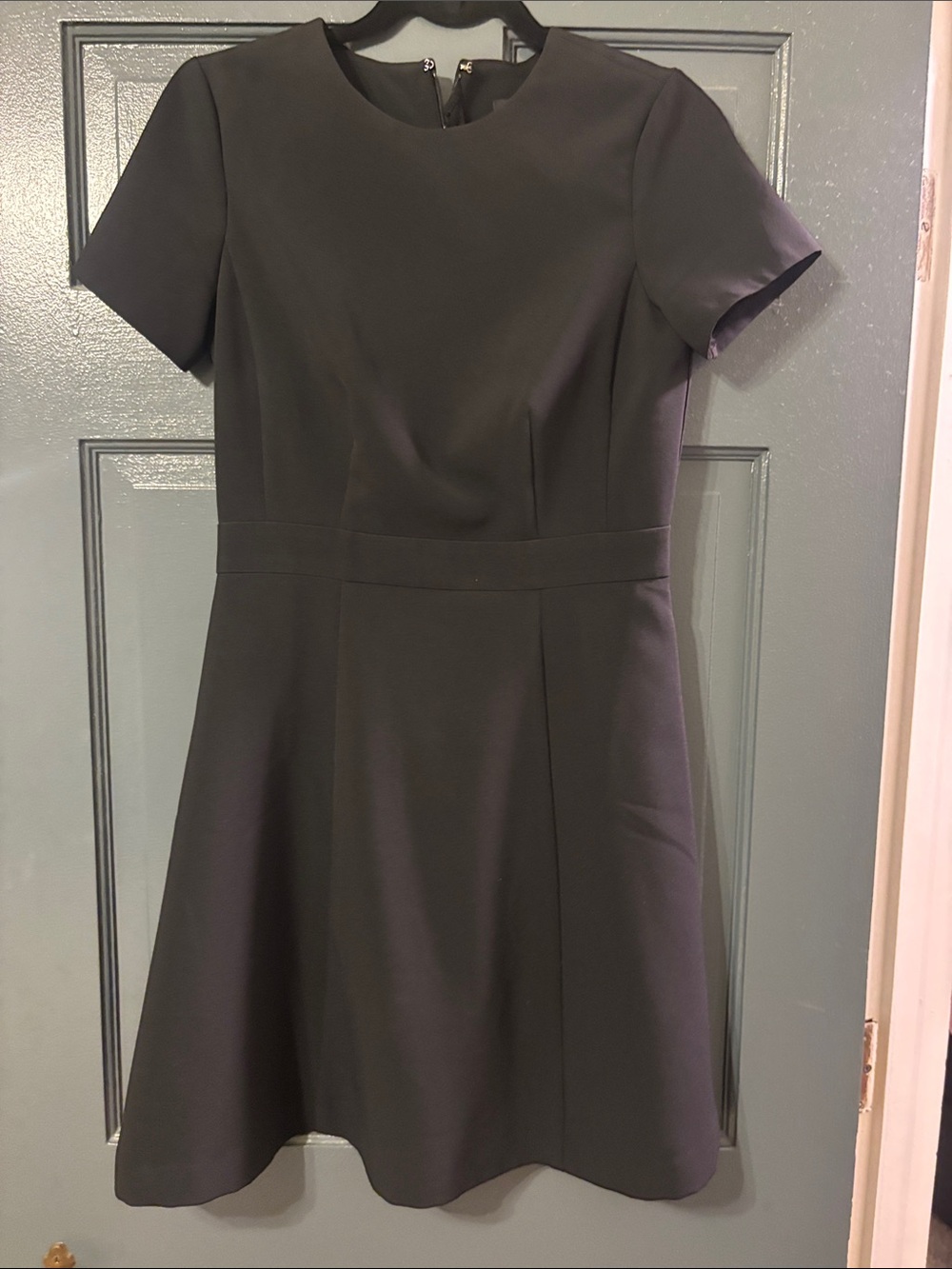 Ann Taylor Black Short-Sleeve Fit-and-Flare Mini Dress